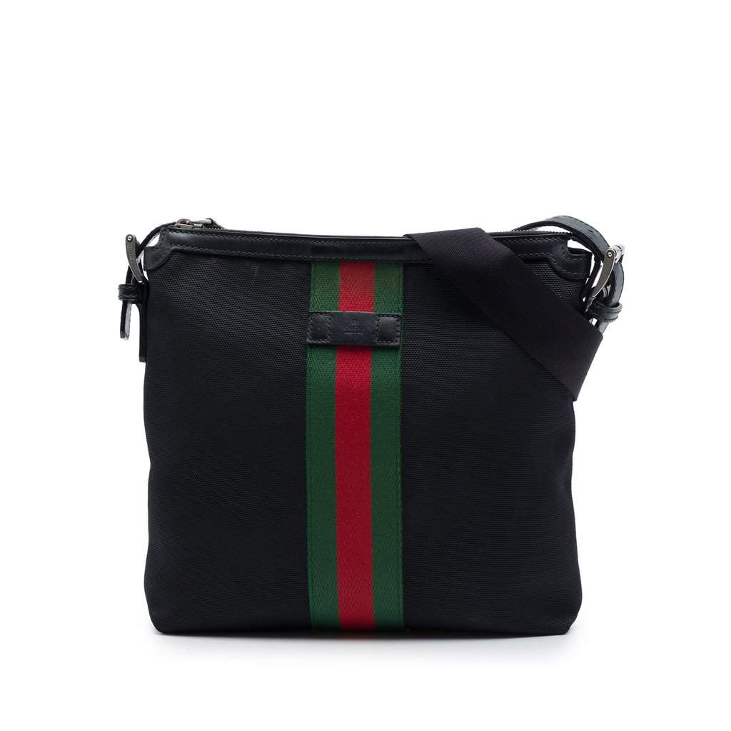Gucci GG Techno Canvas Web Messenger Bag Black Very good condition - Front View