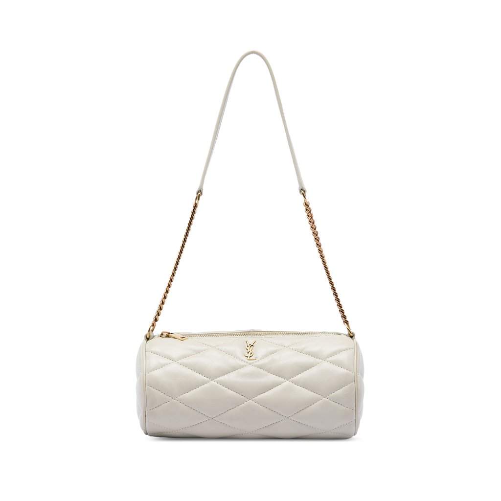 Saint Laurent Mini Quilted Lambskin Sade Tube Bag White Leather Very good - Front View