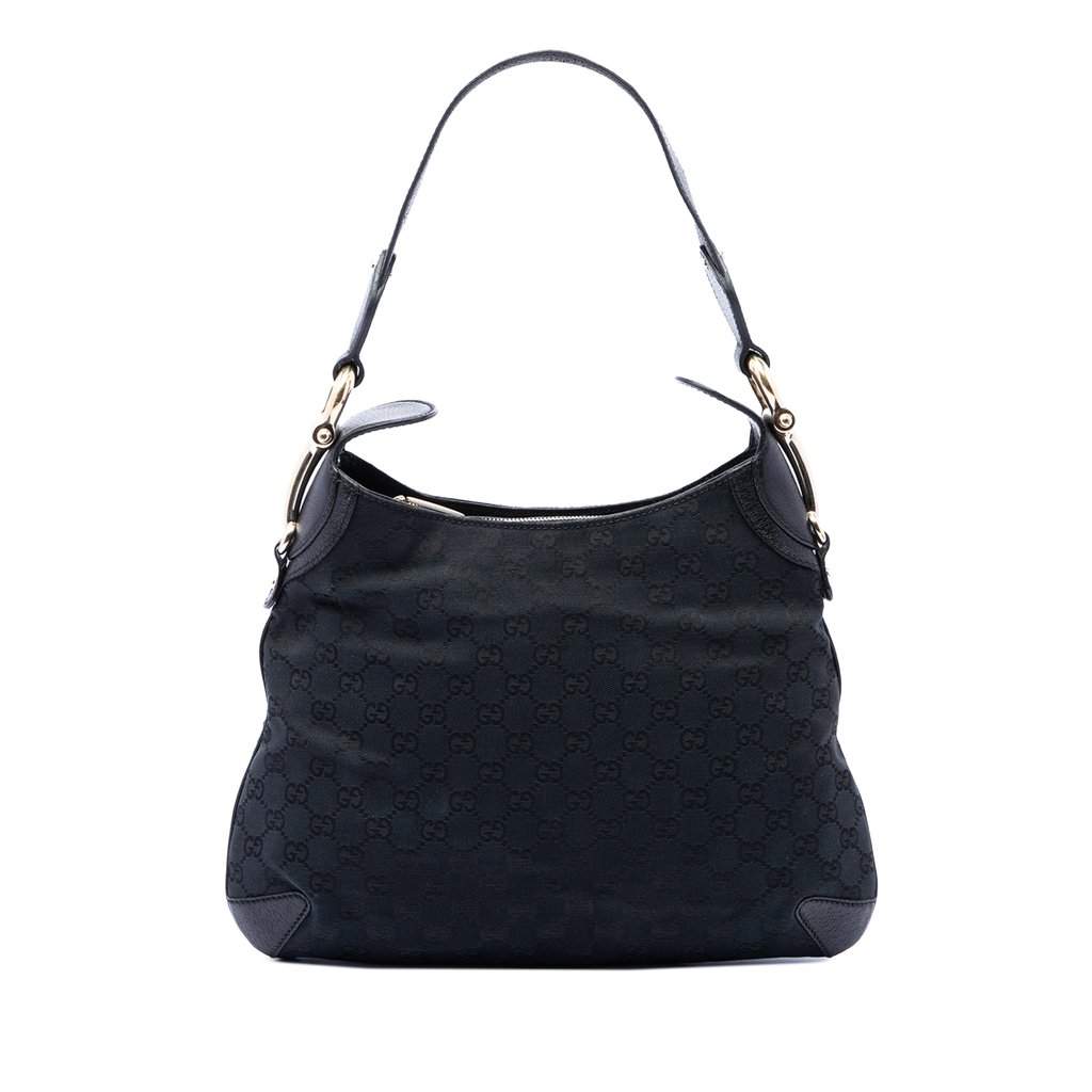 Gucci GG Canvas Horsebit Creole Hobo Black Very good condition - Front View
