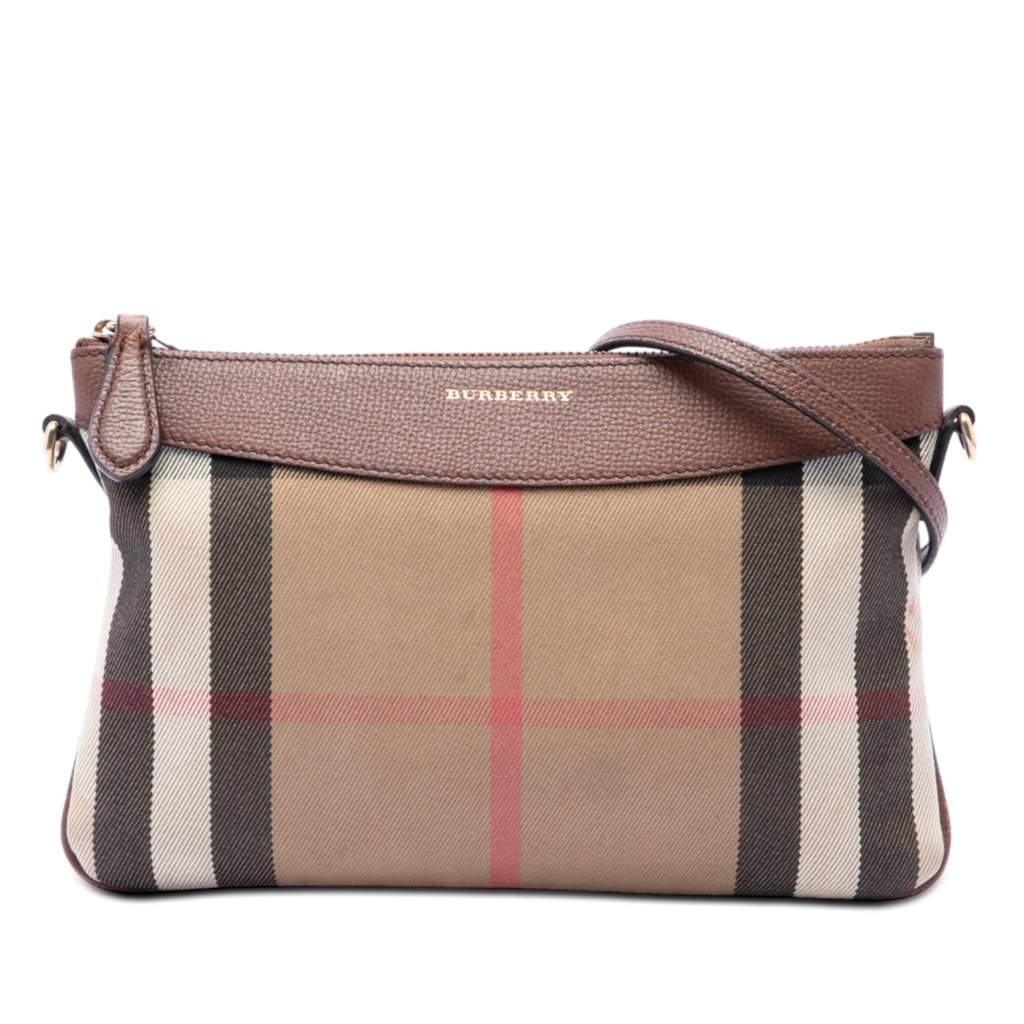 Burberry House Check Canvas Derby Peyton Crossbody Brown Very good condition - Front View