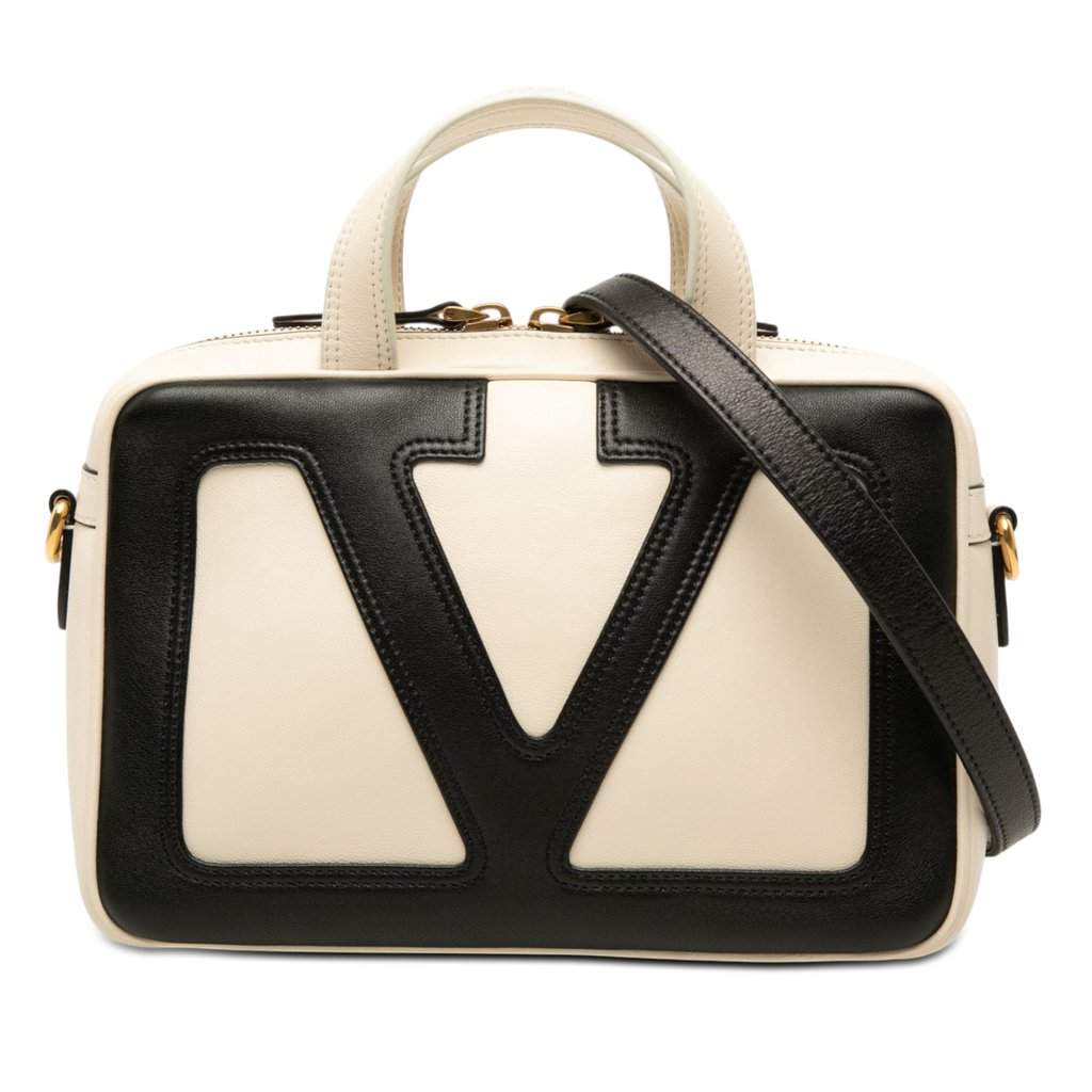 Valentino Bicolor Nappa Vlogo Viva Superstar Handbag White Leather Very good condition - Front View