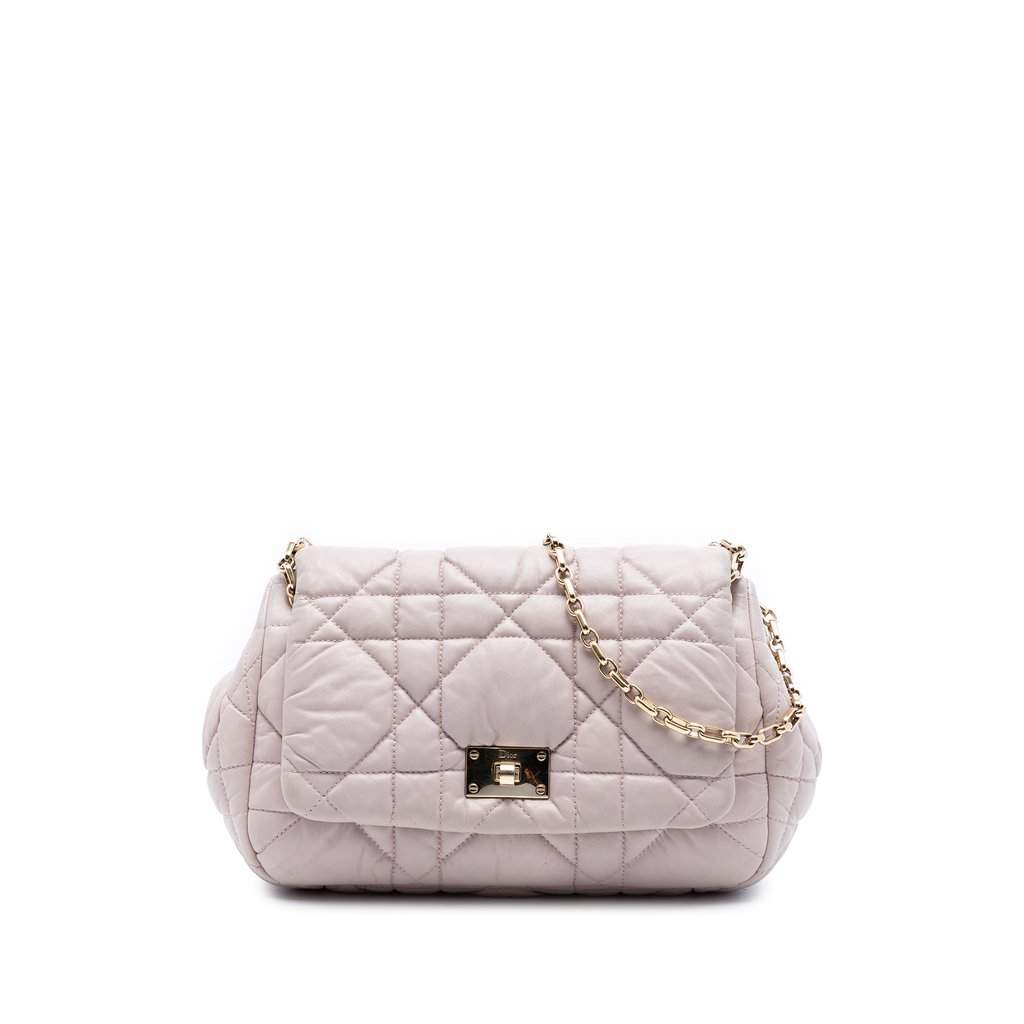 Dior Lambskin Cannage Milly La Foret Shoulder Bag Pink Leather Very good condition - Front View