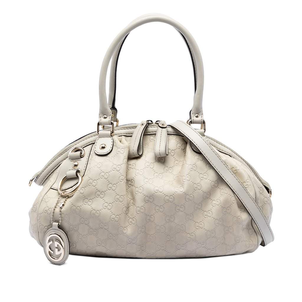 Gucci Guccissima Sukey Satchel White Leather Very good condition - Front View