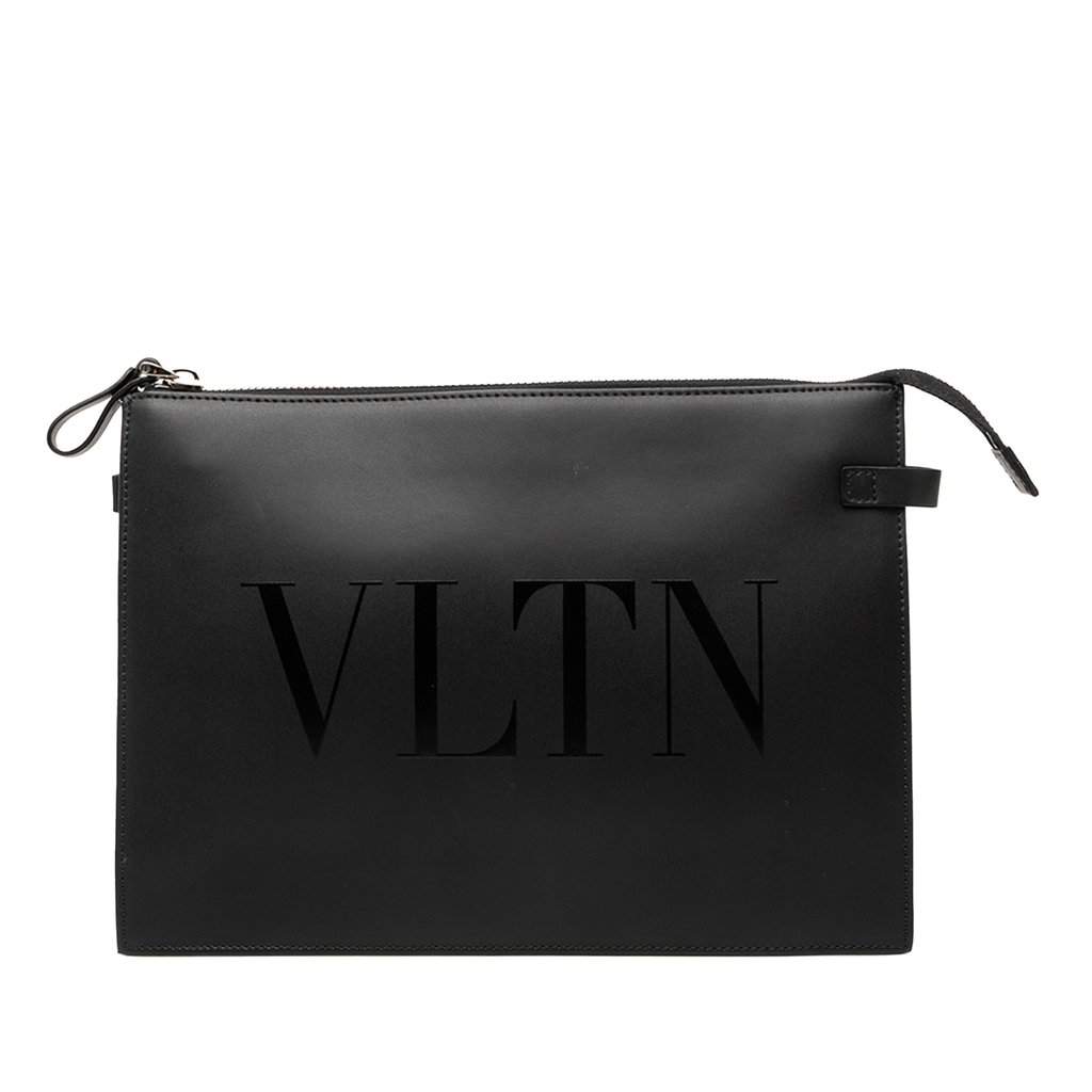 Valentino Leather VLTN Clutch Black Leather Very good condition - Front View