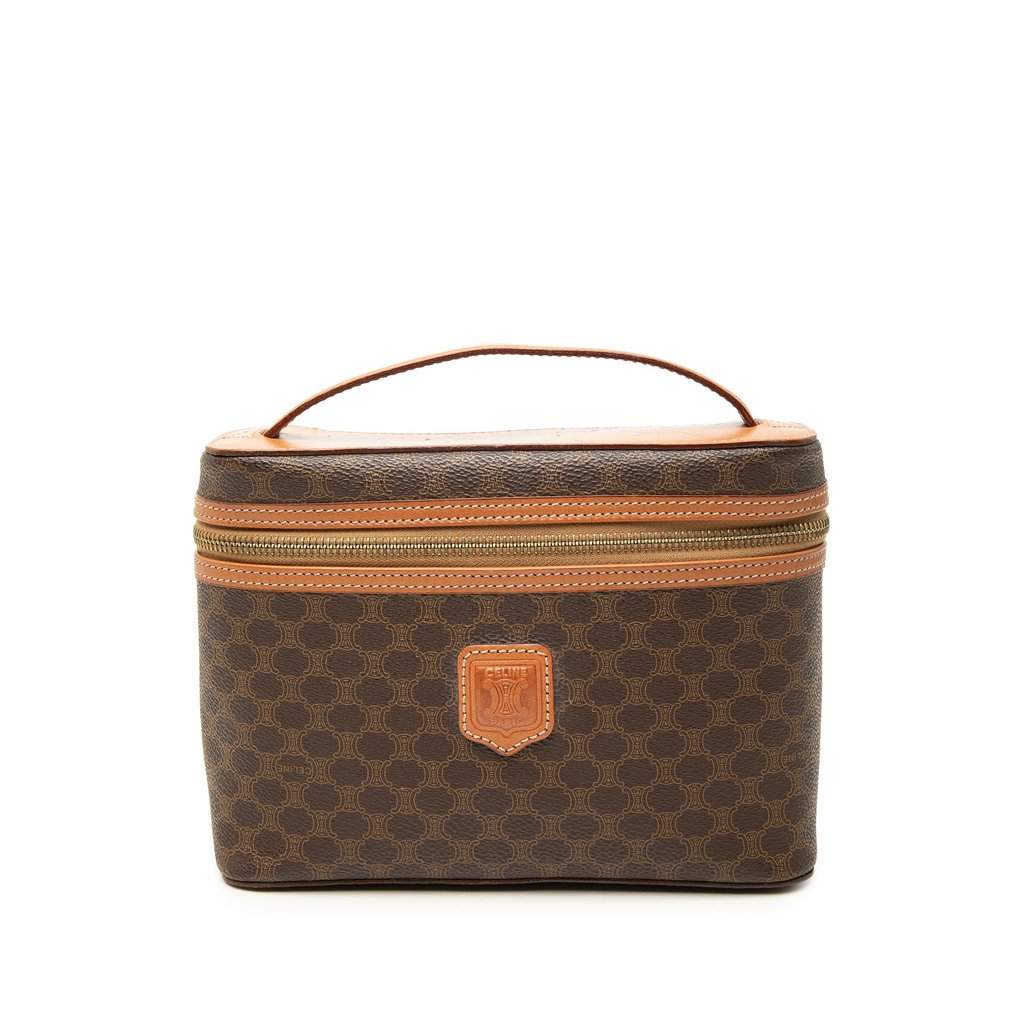 Celine Macadam Coated Canvas Vanity Bag Brown Very good condition - Front View