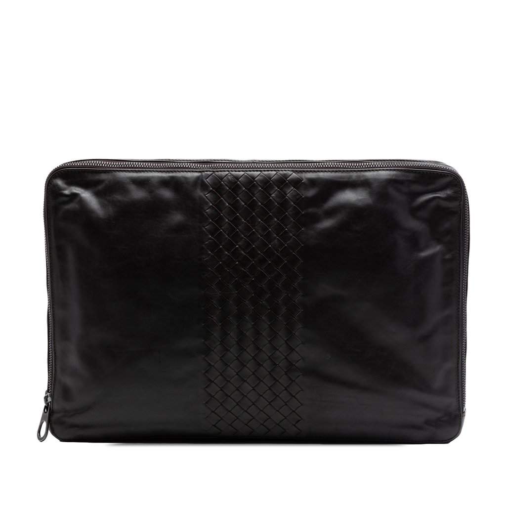 Bottega Veneta Intrecciato Trimmed Nappa Document Case Brown Leather Very good condition - Front View
