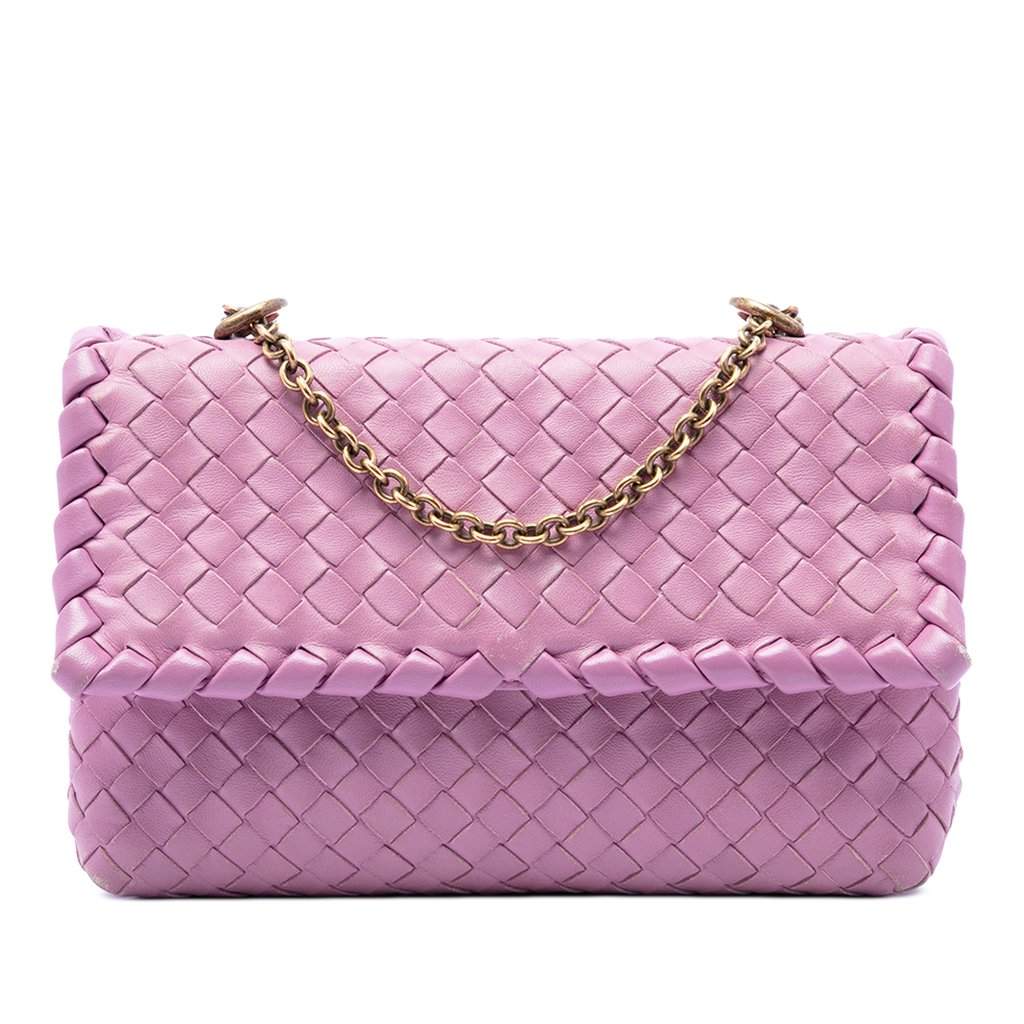 Bottega Veneta Baby Nappa Intrecciato Olimpia Crossbody Pink Leather Very good condition - Front View