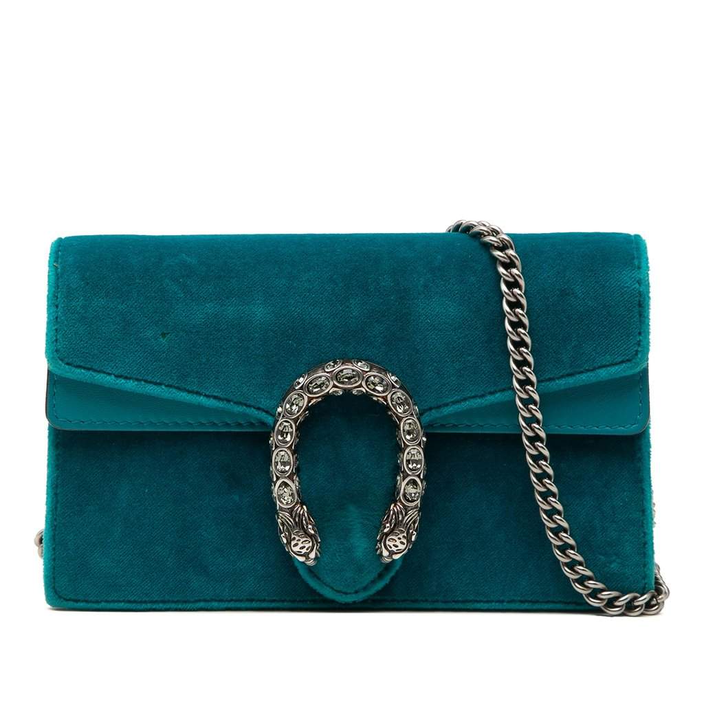 Gucci Mini Velvet Dionysus Crossbody Blue Very good condition - Front View