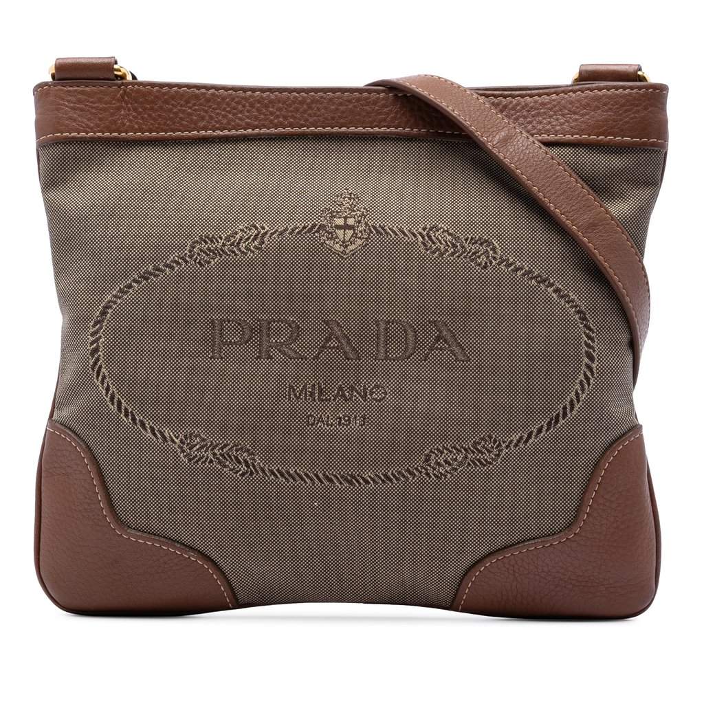 Prada Canvas Canapa Logo Crossbody Beige Good condition - Front View