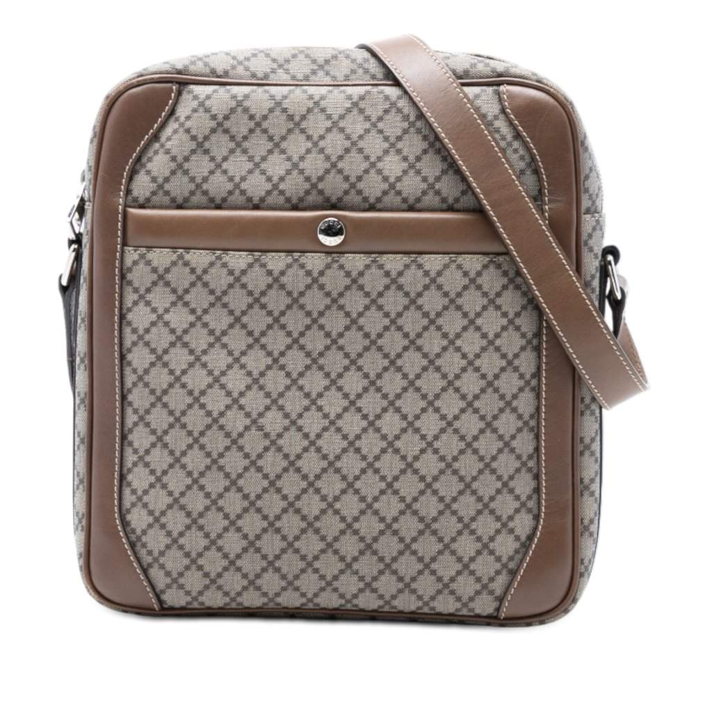 Gucci Diamante Coated Canvas Zip Crossbody Beige Very good condition - Front View