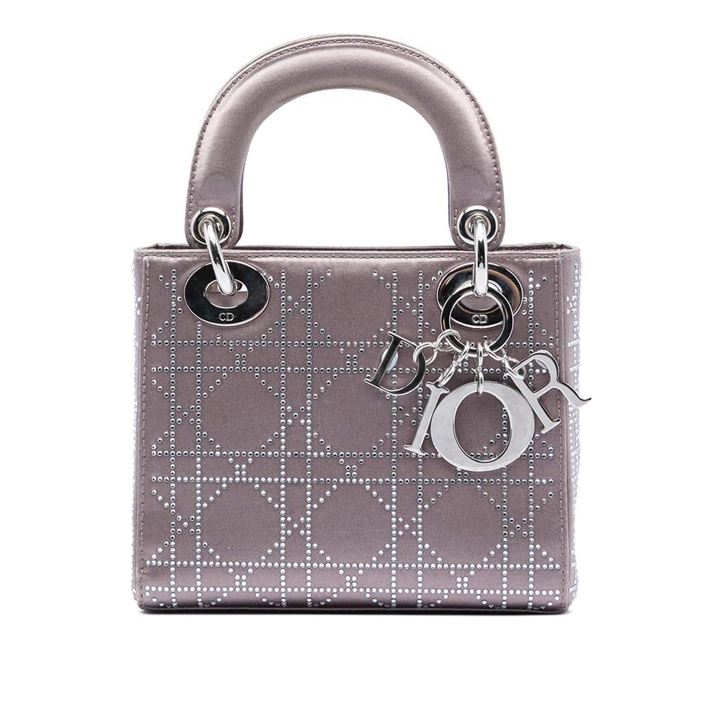 Dior Mini Satin Cannage Crystal Embellished Lady Dior MultiColor Very good - Front View