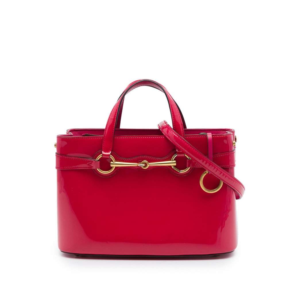 Gucci Patent Bright Bit Satchel Pink Leather Very good - Front View