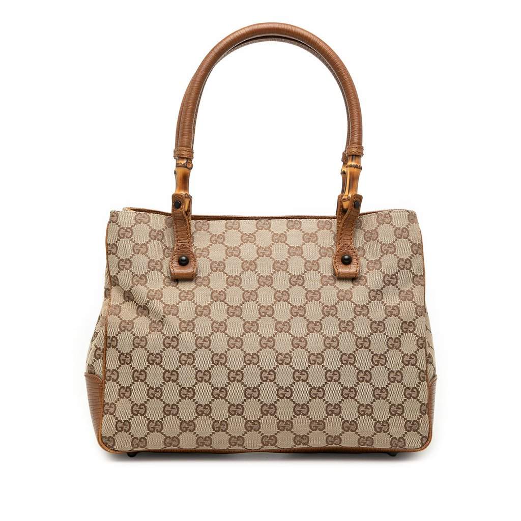 Gucci GG Canvas Bamboo Tote Beige Very good - Front View