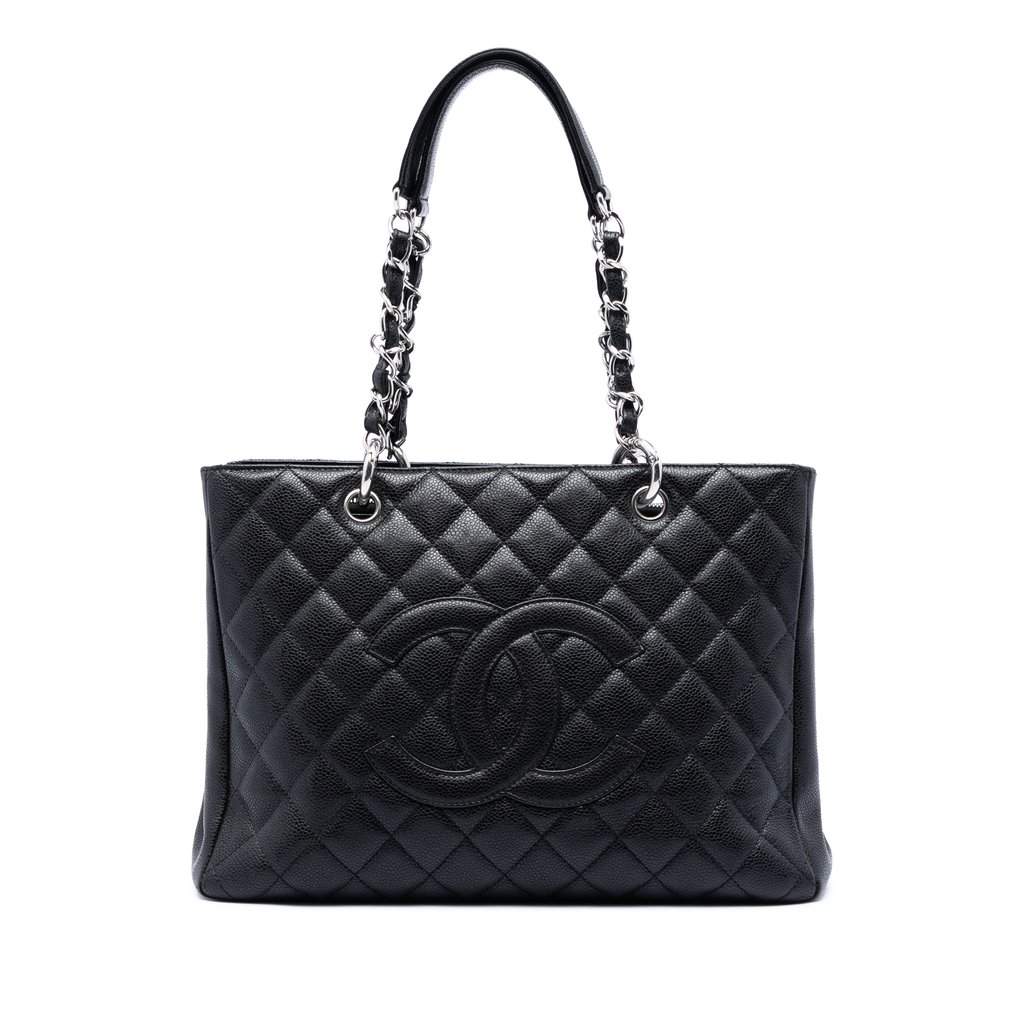 Chanel Caviar Grand Shopping Tote Black Leather Very good condition - Front View