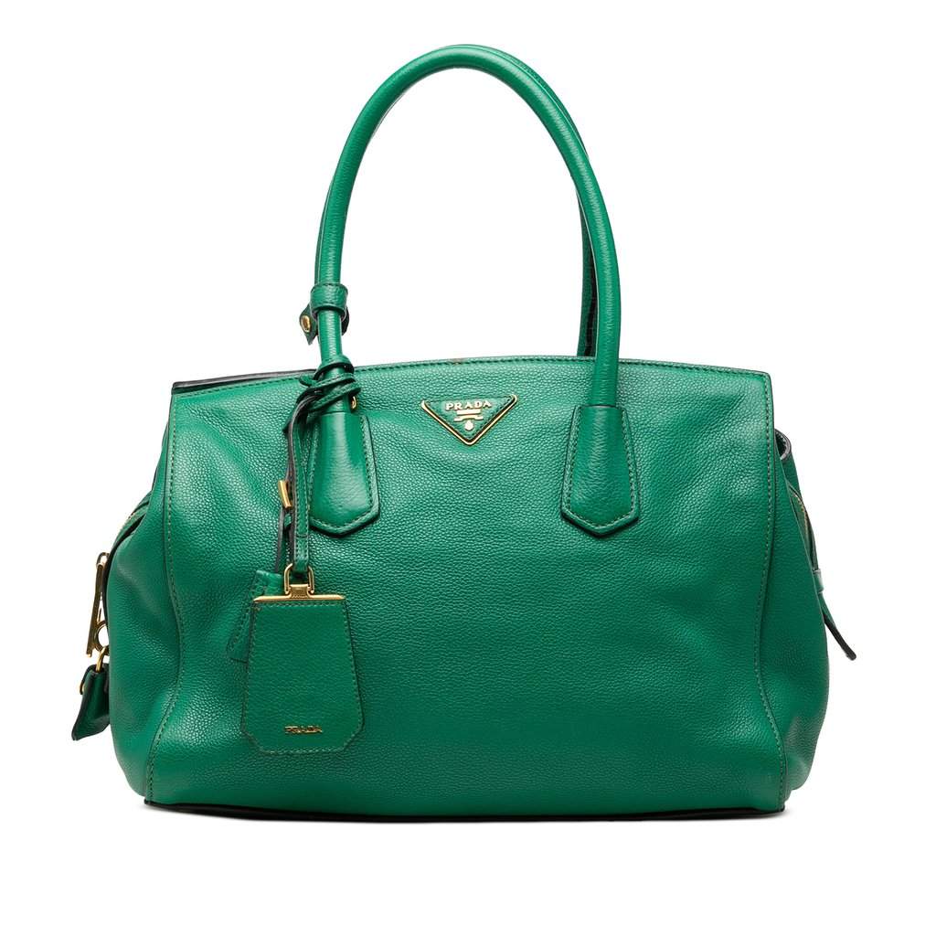 Prada Vitello Daino Tote Green Leather Very good condition - Front View