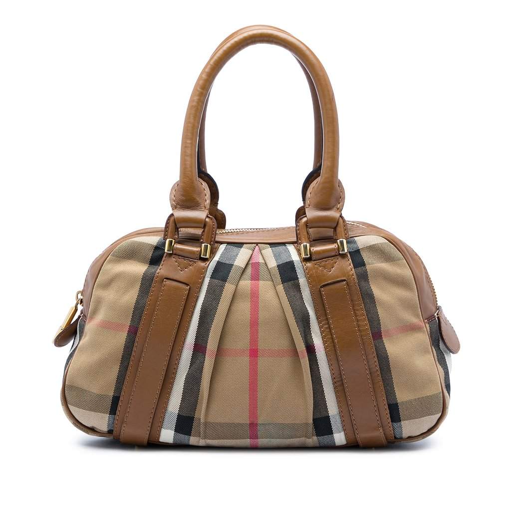 Burberry House Check Canvas Ashbury Knight Handbag Brown Very good - Front View