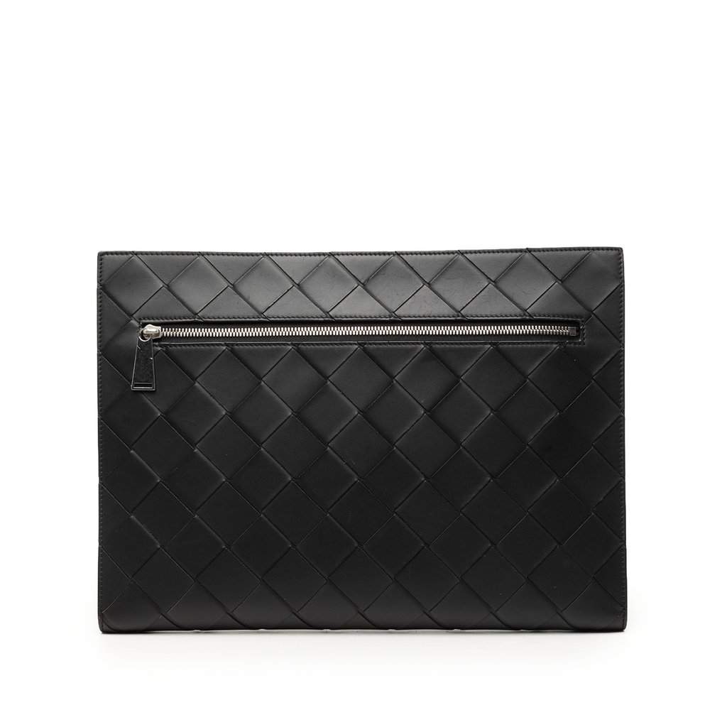 Bottega Veneta Nappa Maxi Intrecciato Document Case Black Leather Very good condition - Front View