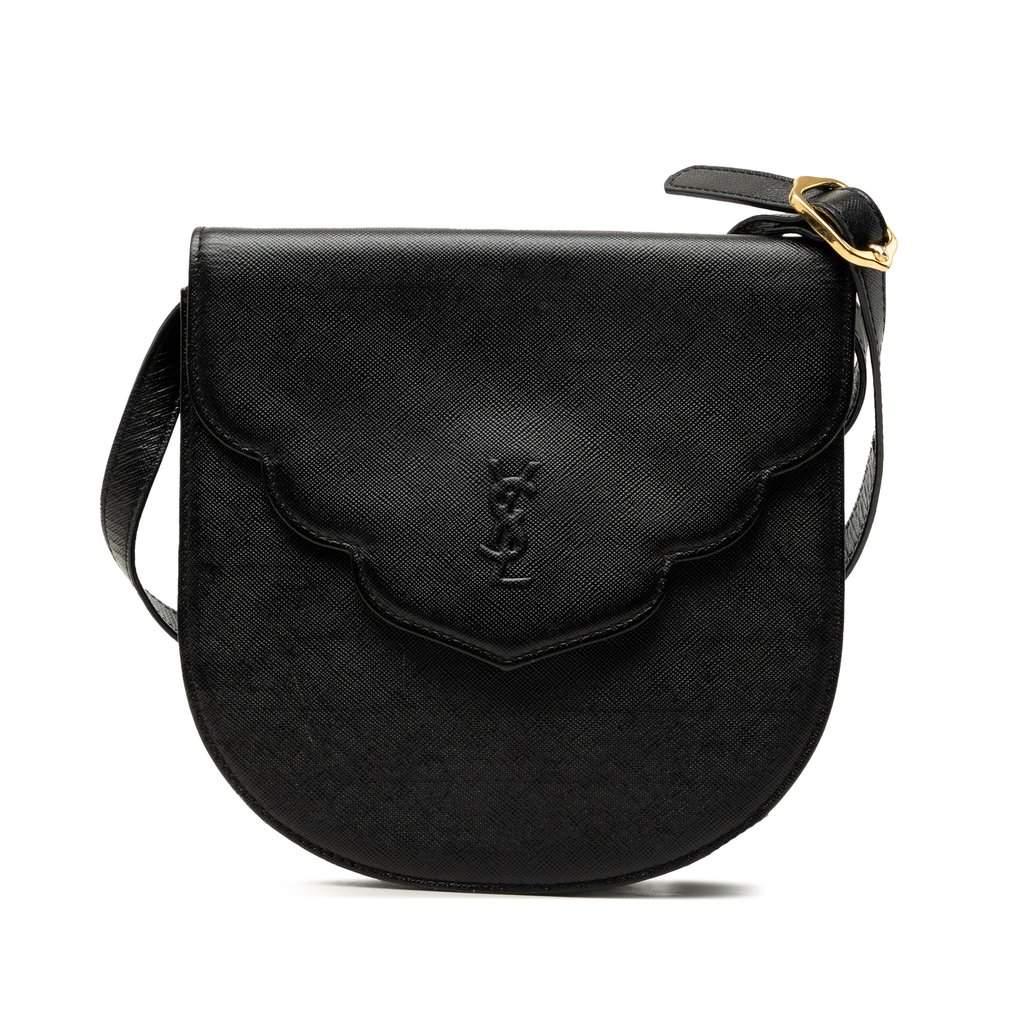 Saint Laurent Leather Shoulder Bag Black Leather Good - Front View