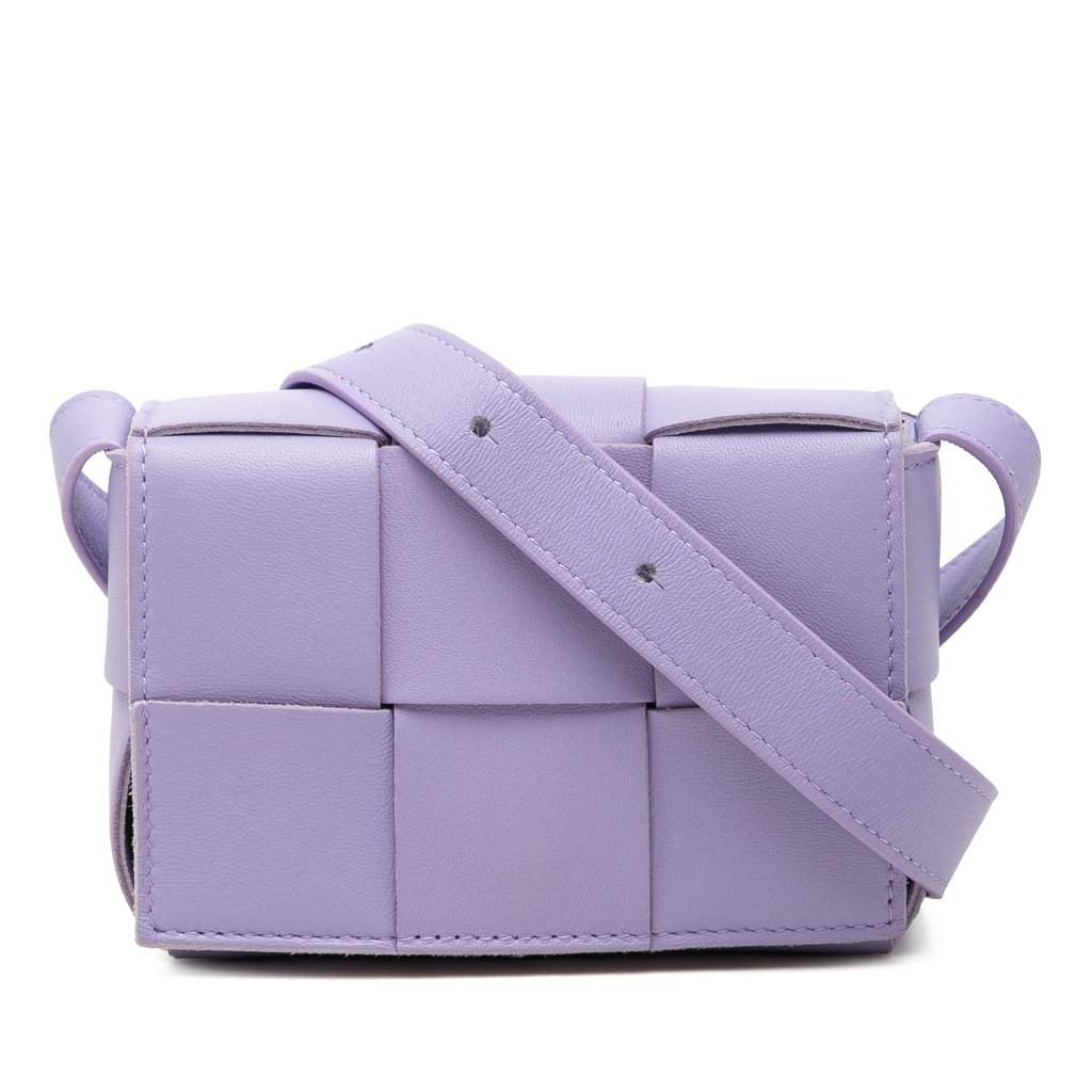 Bottega Veneta Extra Mini Nappa Maxi Intrecciato Cassette Crossbody Purple Leather Very good condition - Front View