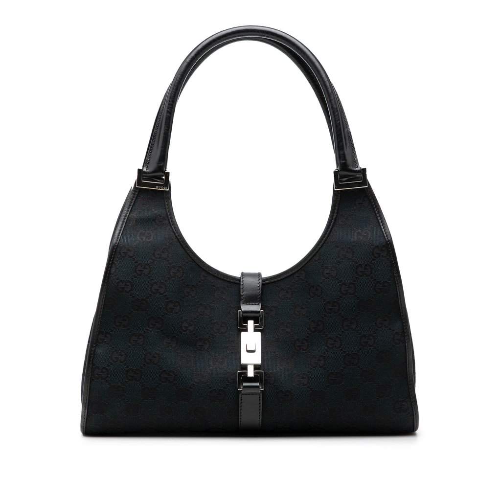 Gucci GG Canvas Jackie Bardot Shoulder Bag Blue Very good - Front View