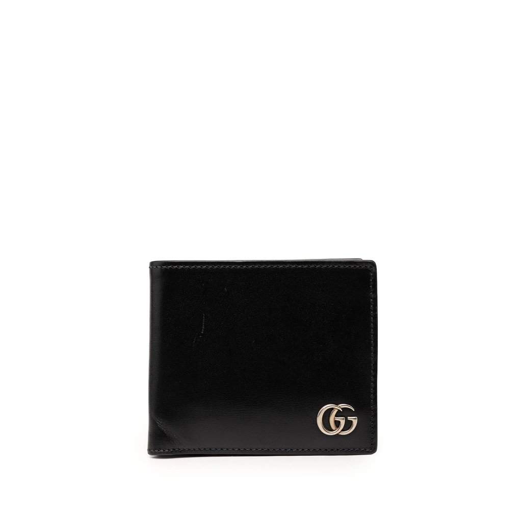 Gucci GG Marmont Calfskin Bifold Coin Wallet Black Leather Very good - Front View
