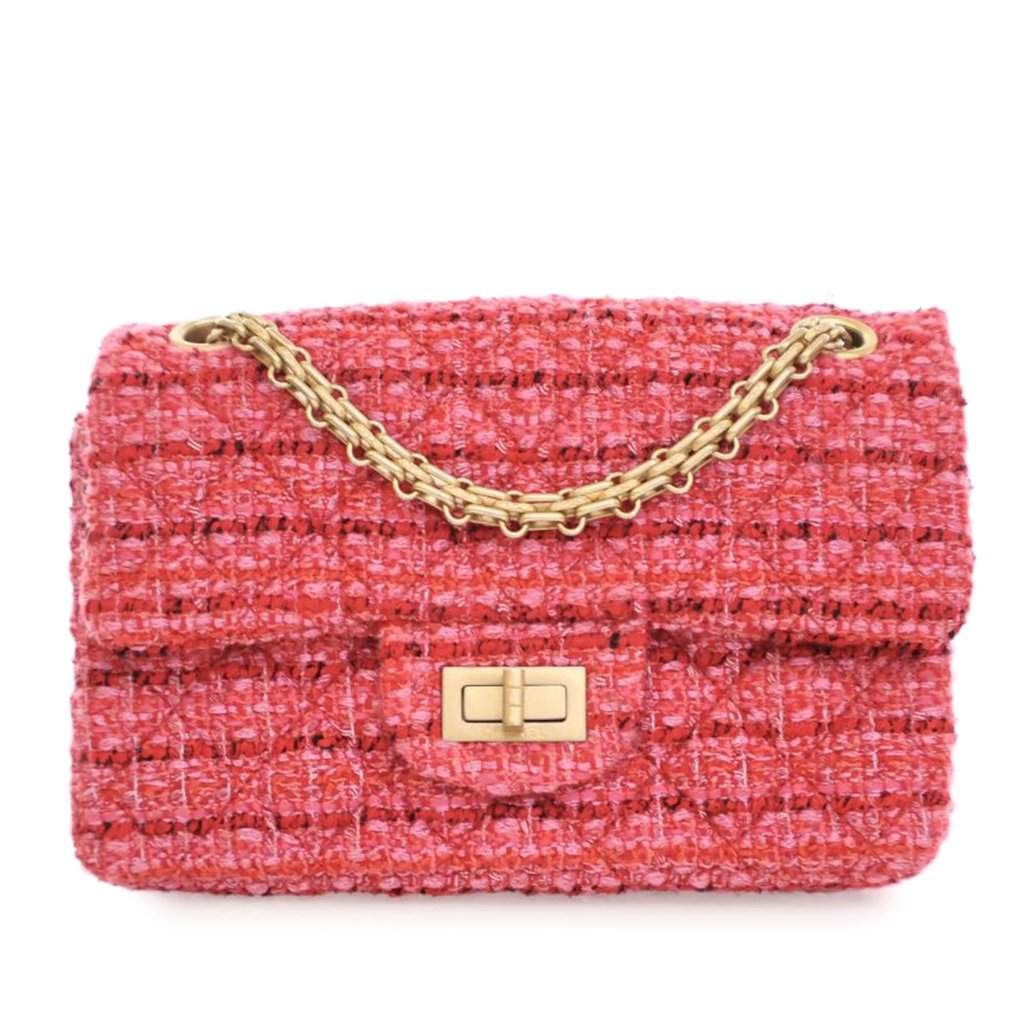 Chanel Mini Reissue 2.55 Tweed Single Flap 224 Pink Very good condition - Front View