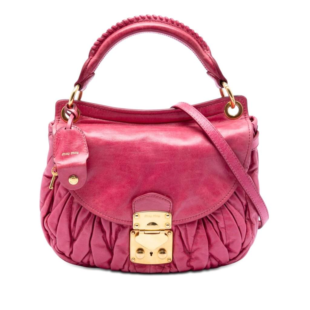 Miu Miu Matelasse Nappa Coffer Satchel Pink Leather Very good condition - Front View