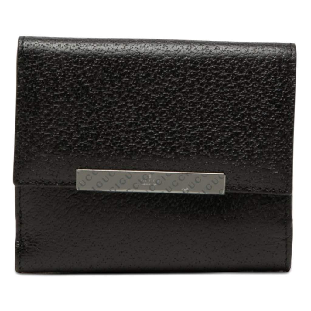 Gucci Textured Leather Bifold Wallet Black Leather Very good - Front View