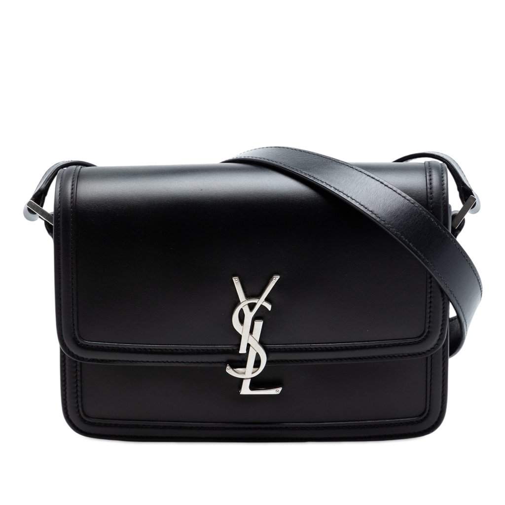 Saint Laurent Medium Calfskin Solferino Satchel In Box Black Leather Very good condition - Front View
