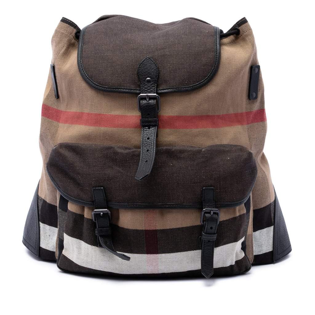 Burberry Mega Check Canvas Korbin Backpack Brown Good - Front View