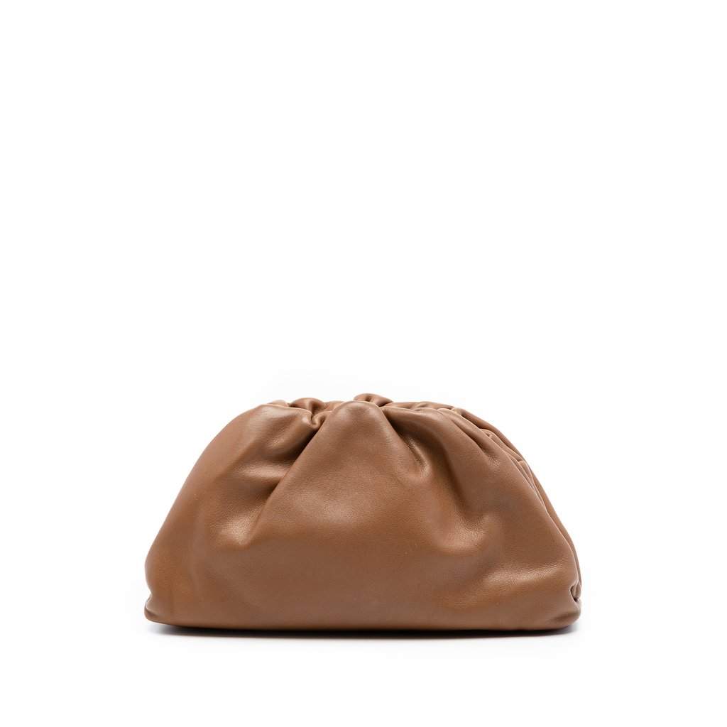 Bottega Veneta Lambskin The Mini Pouch Brown Leather Very good - Front View