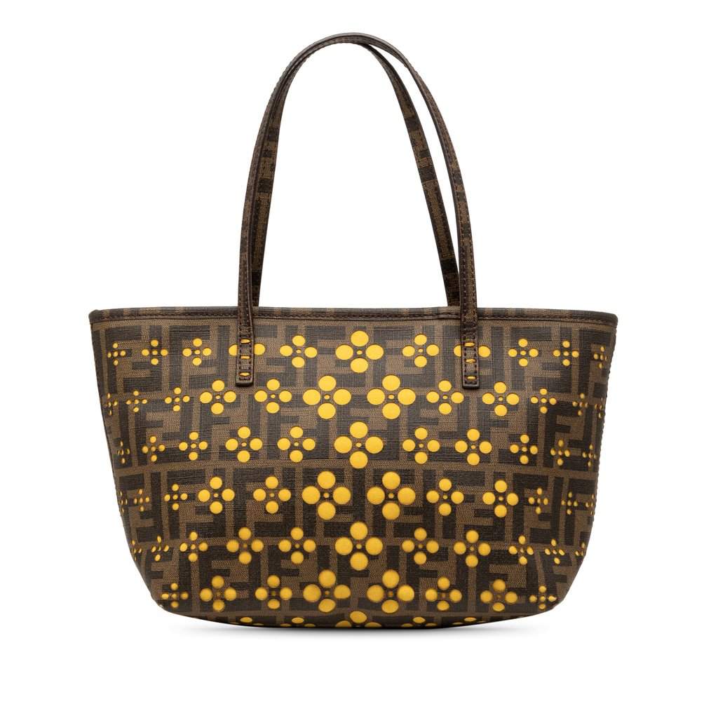 Fendi Small Perforated Zucca Spalmati Roll Tote Brown Very good condition - Front View