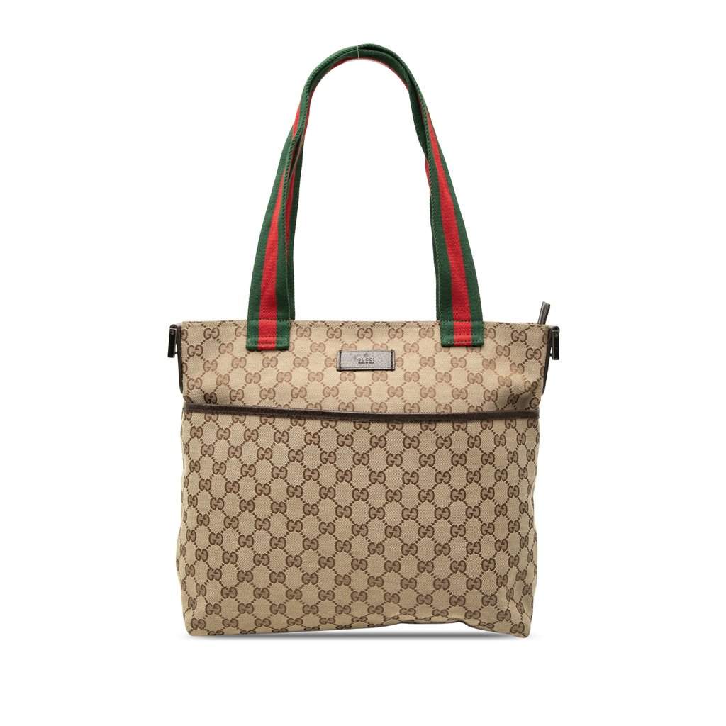 Gucci GG Canvas Web Satchel Beige Very good - Front View