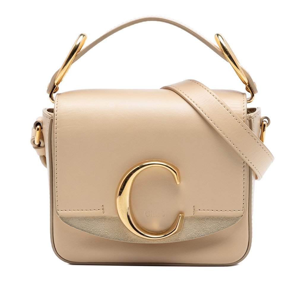 Chloé Mini Calfskin C Satchel Beige Leather Very good condition - Front View