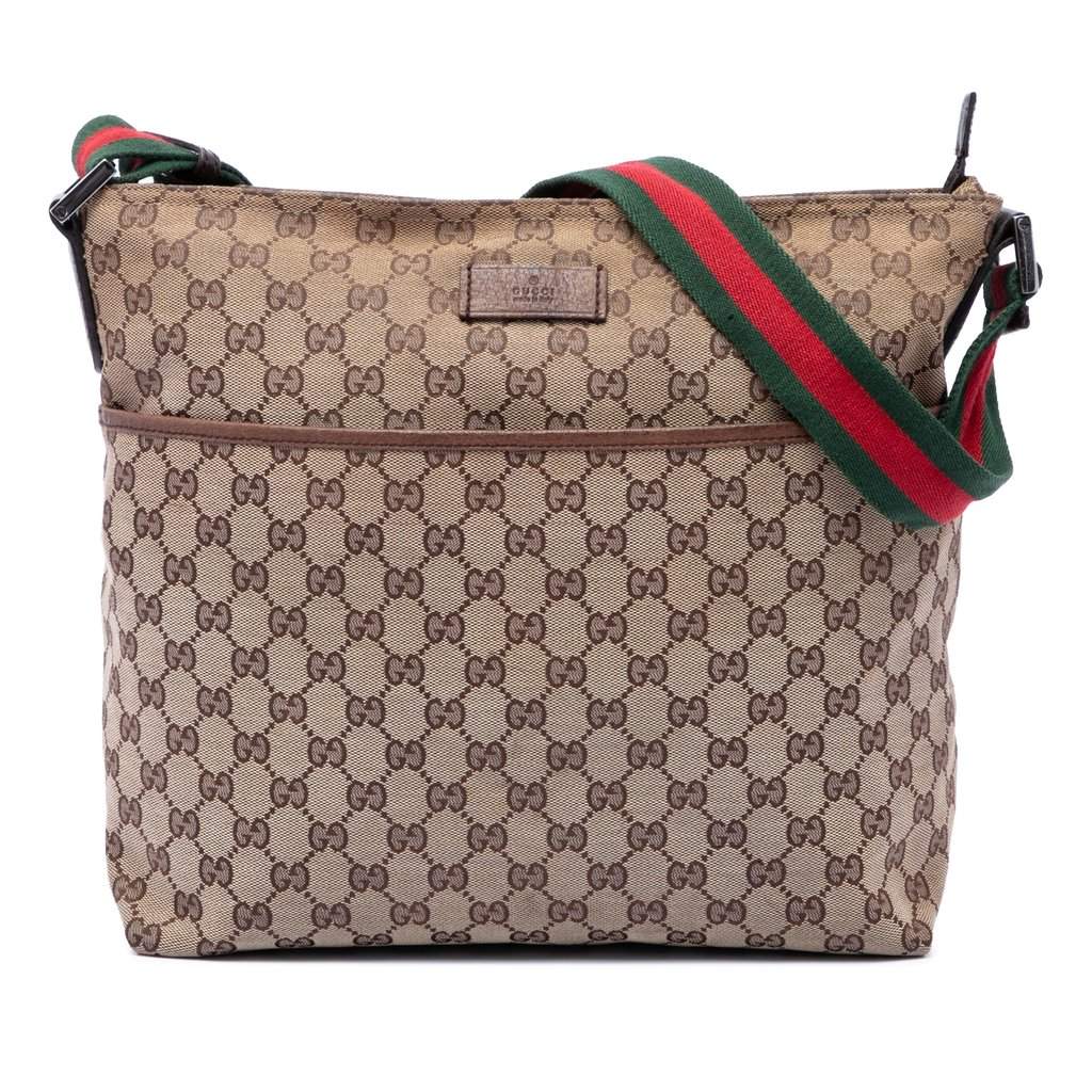 Gucci GG Canvas Web Crossbody Beige Very good condition - Front View