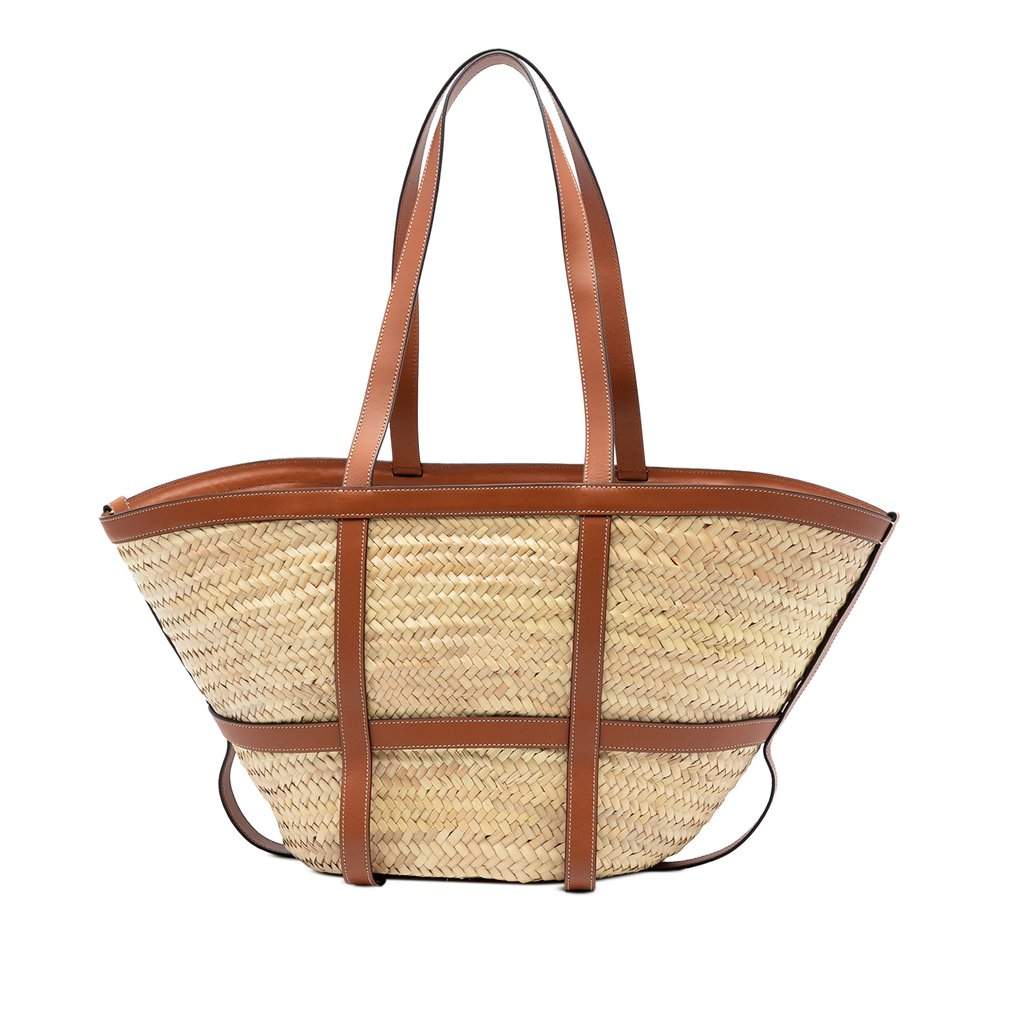 Celine Medium Raffia Gridded Classic Panier Tote Beige Very good condition - Front View