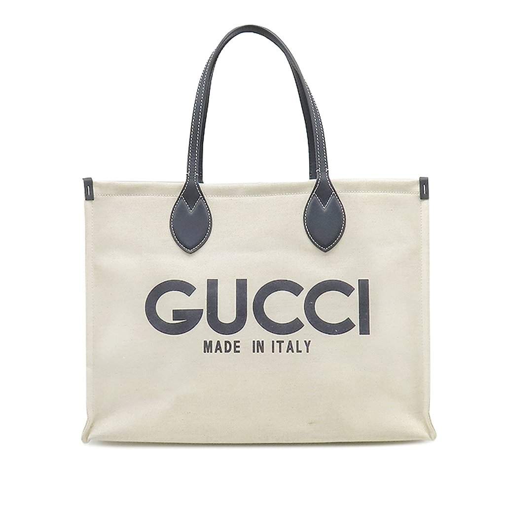 Gucci Large Canvas Logo Tote Beige Very good - Front View