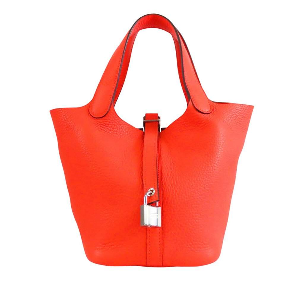 Hermès Clemence Picotin Lock 18 Orange Leather Very good - Front View