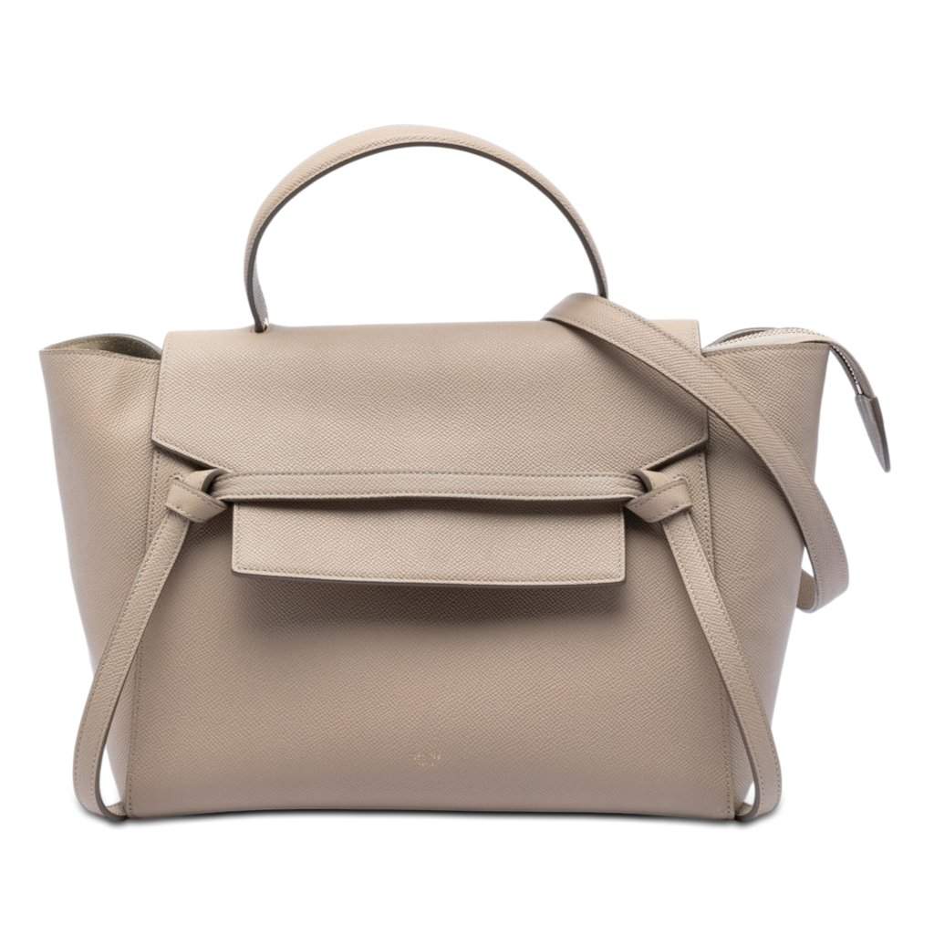 Celine Mini Grained Calfskin Belt Bag Beige Leather Very good condition - Front View