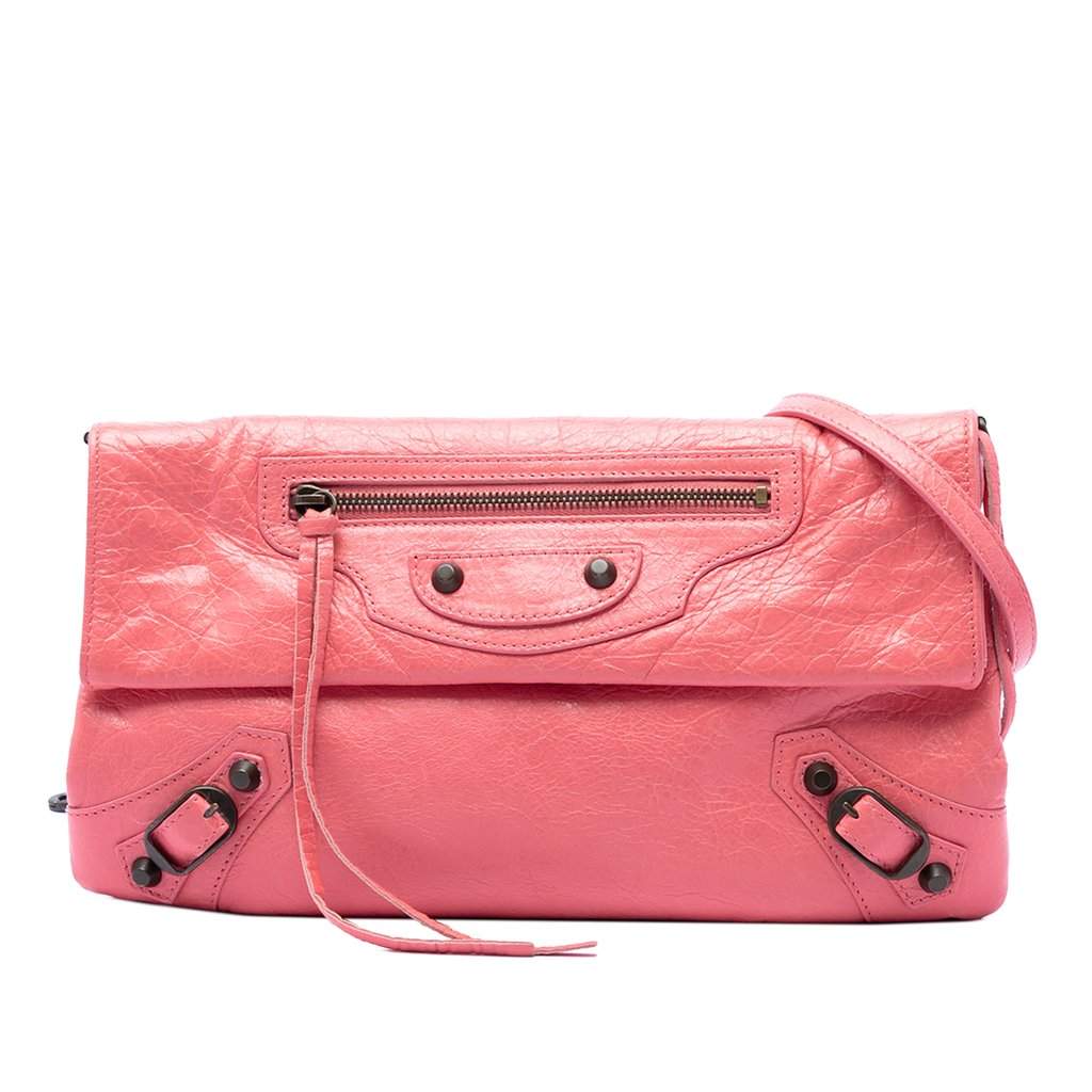Balenciaga Lambskin Motocross Classic Envelope Crossbody Pink Leather Very good condition - Front View