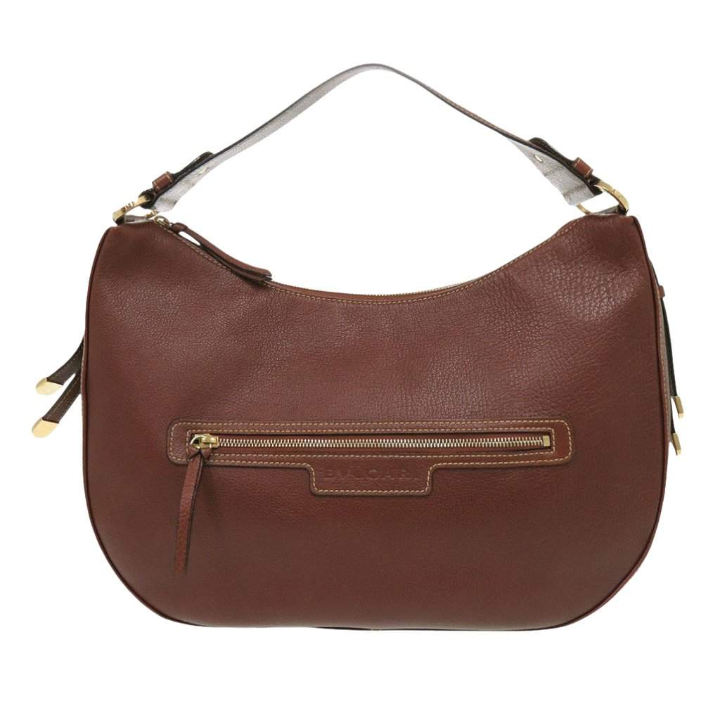 Bvlgari Leather Shoulder Bag Brown Leather Very good condition - Front View