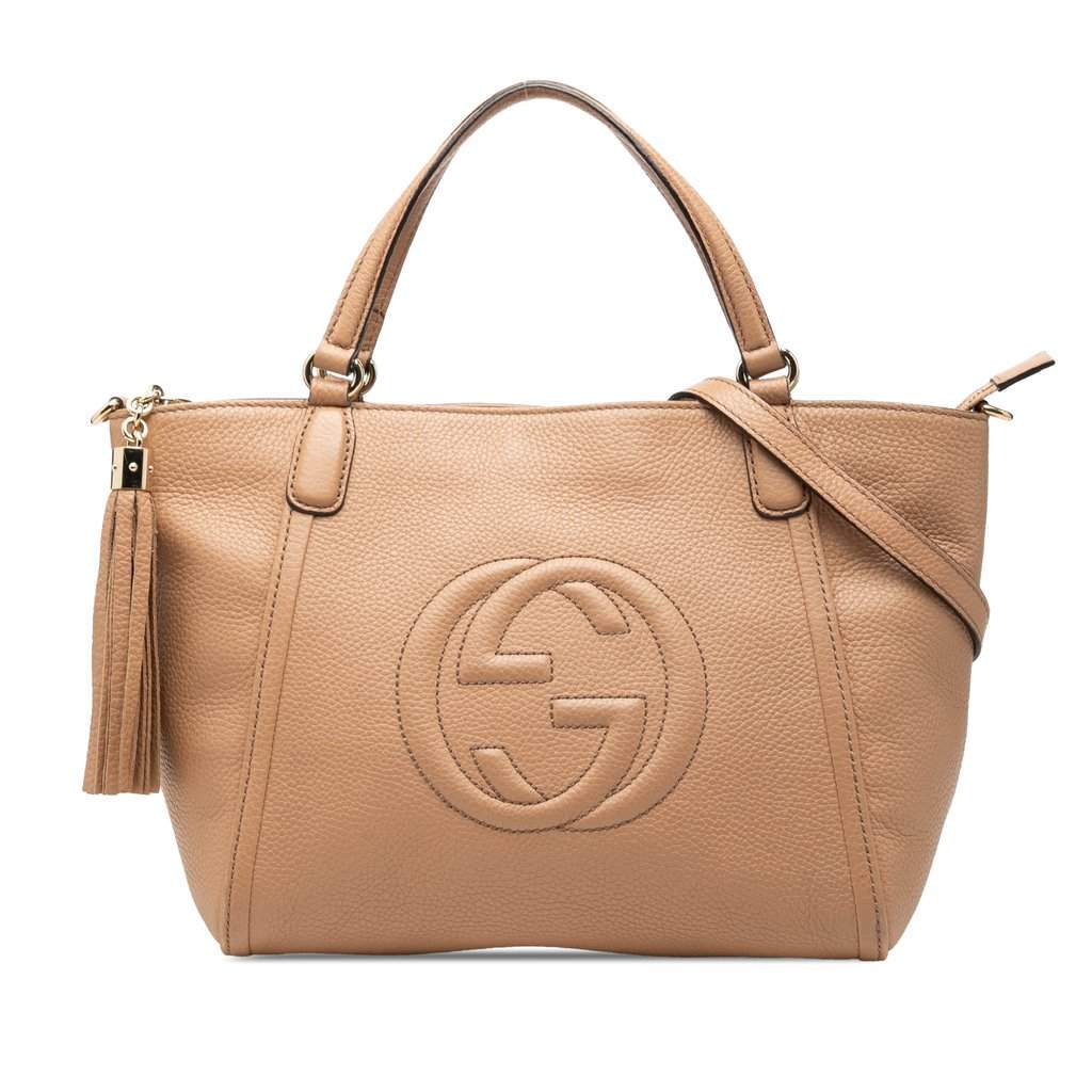 Gucci Small Calfskin Soho Cellarius Satchel Brown Leather Very good condition - Front View