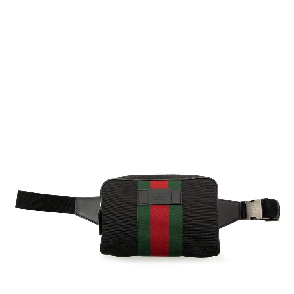 Gucci Canvas Techno Web Belt Bag Black Very good - Front View