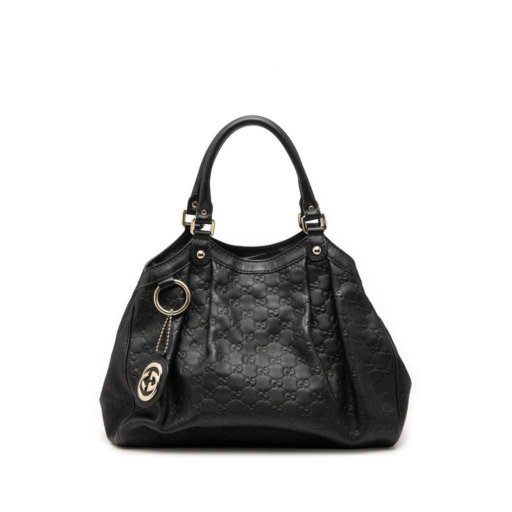 Gucci Medium Guccissima Sukey Tote Black Leather Very good condition - Front View