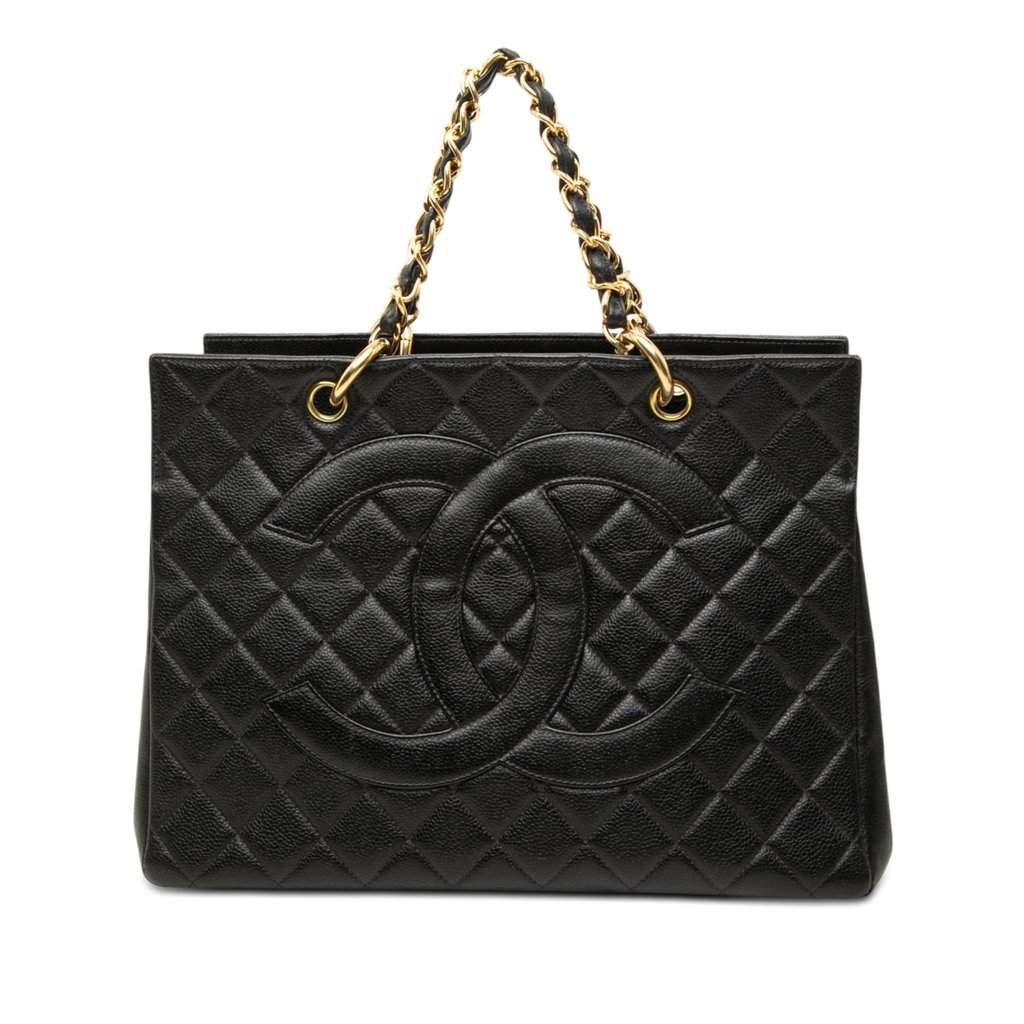Chanel Grand CC Caviar Timeless Shopping Tote Black Leather Very good - Front View
