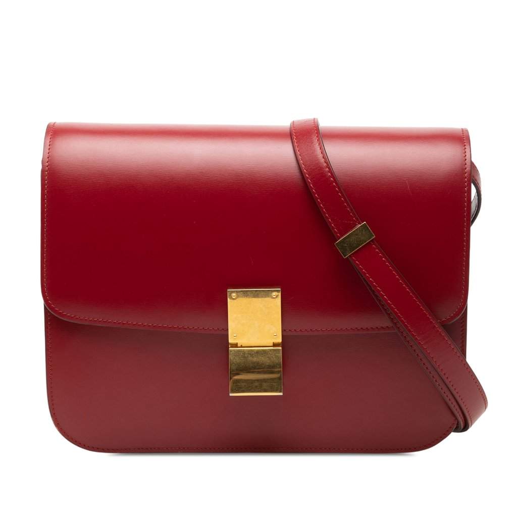 Celine Medium Calfskin Classic Box Red Leather Very good - Front View