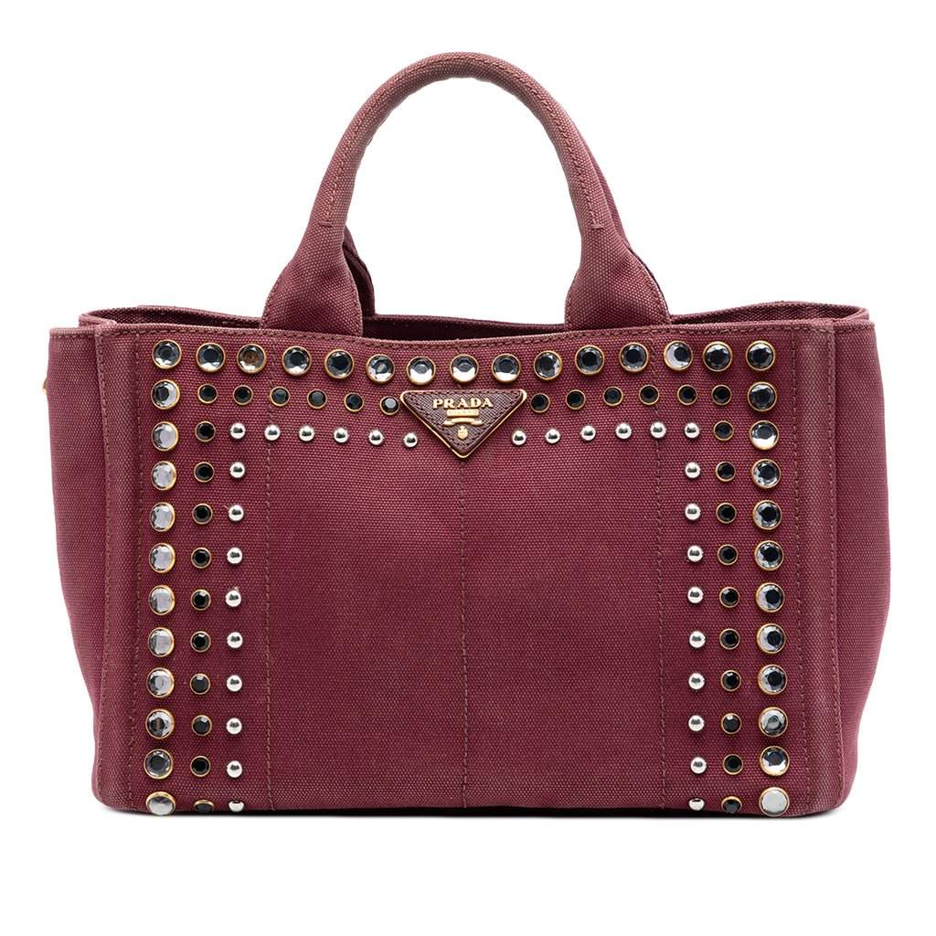 Prada Small Canvas Canapa Bijoux Satchel Red Very good condition - Front View