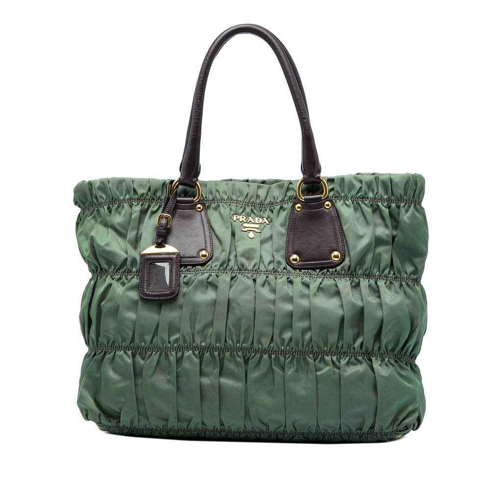 Prada Tessuto Gaufre Tote Green Very good condition - Front View