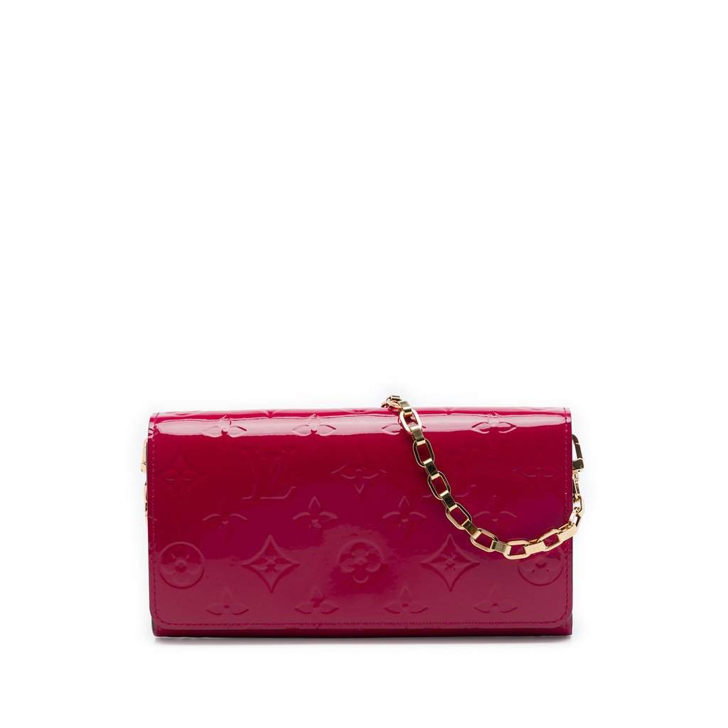 Louis Vuitton Monogram Vernis Chain Wallet Pink Leather Very good condition - Front View