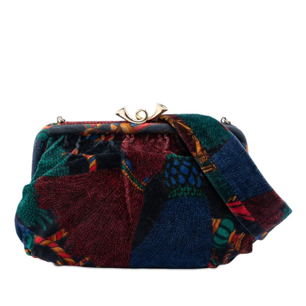 Bottega Veneta Printed Velvet Frame Shoulder Bag MultiColor Very good condition - Front View
